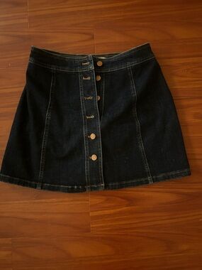 Madewell Dark Blue Denim Button-Front Mini Skirt